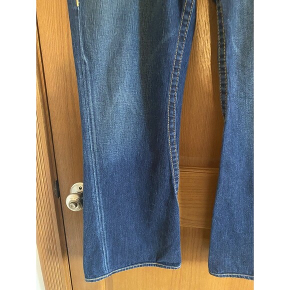 True Religion Men Denim Jeans 36 Bootcut/Flare Twisted Seams Green/Yellow Paint - Picture 7 of 13